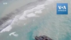 Le Wakashio, navire échoué, s'est brisé en deux