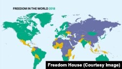 سبز (حاوی آزادی)، زرد (آزادی قسمی)، بنفش (عاری از آزادی)