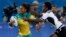 Australia's Ellia Green, left, breaks away from Fiji's Raijieli Daveua during a women's rugby sevens match at the Summer Olympics in Rio de Janeiro, Brazil, Aug. 6, 2016.