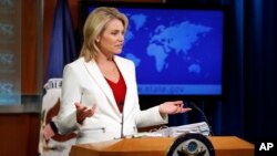 Heather Nauert, porte-parole du Département d'Etat américain, Washington, DC, le 9 août 2017.