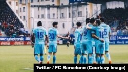 Le FC Barcelone a difficilement battu Eibar (2-0) au championnat d'Espagne, samedi 17 février 2018. (Twitter/FC barcelone)