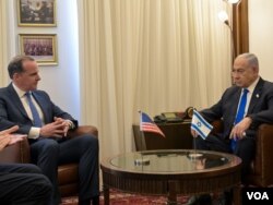 지난달 7일 이스라엘 수도 예수살렘을 방문한 브렛 맥거크 미국 백악관 국가안보회의(NSC) 중동·북아프리카 조정관과 베냐민 네타냐후 이스라엘 총리가 만나 면담을 갖고 있다. (사진출처: 이스라엘 총리실 홈페이지)