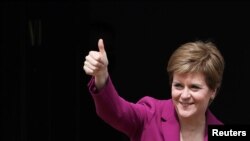 Scotland's First Minister Nicola Sturgeon arrives at Bute House, in Edinburgh, Scotland, Britain, May 9, 2021. 