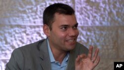 FILE - Prominent Jewish-American commentator Peter Beinart speaks during an interview with The Associated Press in Jerusalem, June 21, 2012.