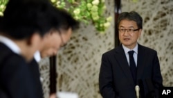 U.S. special representative for North Korea policy Joseph Yun answers questions from reporters, April 25, 2017, in Tokyo.