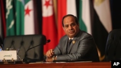 FILE - Egyptian President Abdel Fattah al-Sissi chairs an Arab foreign ministers meeting during an Arab summit in Sharm el-Sheikh, South Sinai, March 29, 2015.