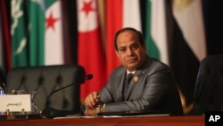 FILE - Egyptian President Abdel Fattah al-Sissi chairs an Arab foreign ministers meeting during an Arab summit in Sharm el-Sheikh, Egpyt.