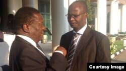 IN GOOD TIMES: Emmerson Mnangagwa and Professor Jonathan Moyo