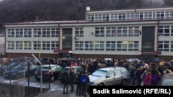 A protest by parents of a school in Srebrenica after the release of a photograph of a student with Chetnik insignia