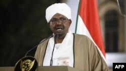 Sudanese President Omar al-Bashir delivers a speech to the nation, Feb. 22, 2019, at the presidential palace in the capital Khartoum.