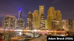 Dubai's skyline at night