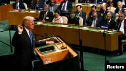 U.S. President Donald Trump addresses the 72nd United Nations General Assembly at U.N. headquarters in New York, Sept. 19, 2017.