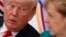President Donald Trump, left, talks with German Chancellor Angela Merkel during the Women's Entrepreneurship Finance event at the G20 Summit, July 8, 2017.
