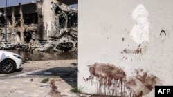 Krv na zidu policijske stanice u Sderotu posle borbi sa pripadnicima Hamasa (Foto: AFP/Ronaldo Schemidt)