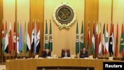 FILE - Arab League Secretary-General Ahmed Aboul Gheit speaks during Arab League foreign ministers emergency meeting on Trump's decision to recognise Jerusalem as the capital of Israel, in Cairo, Dec. 9, 2017. 