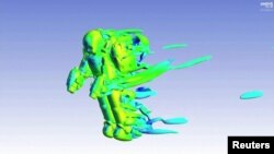 ภาพแสดงการทำงานของหุ่น iRonCub บนจอคอมพิวเตอร์