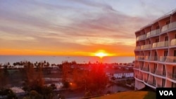 The sun sets in Phu Quoc, Vietnam, where resorts are trying to get tourists to travel again. (VOA News)