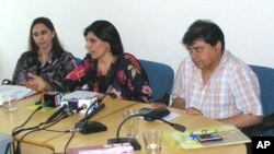 ڈاکٹر فوزیہ سعید پریس کانفرنس میں قانون کی تفصیلات بتا رہی ہیں(فائل)