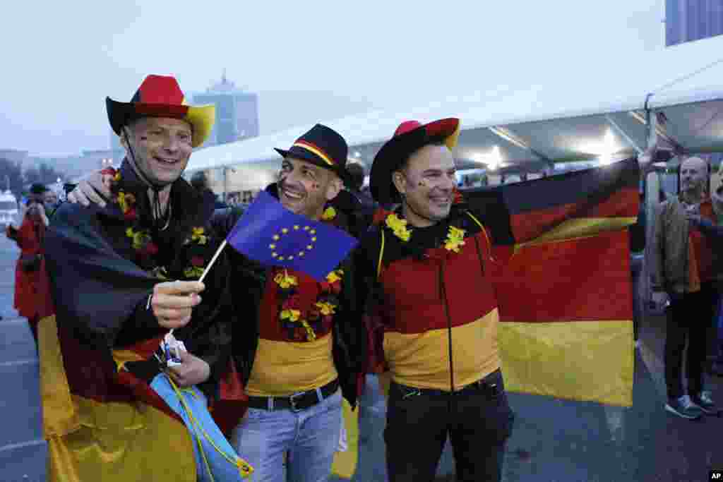 Fans from Germany arrive for the Final of the 2017 Eurovision Song Contest, in Kyiv, Ukraine, May 13, 2017.