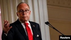White House economic adviser Larry Kudlow speaks during a meeting of the Economic Club of New York in New York City, Sept. 17, 2018. 