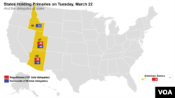 States Holding Primaries on Tuesday, March 22