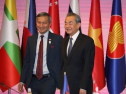 Singapore's Foreign Minister Vivian Balakrishnan and Chinese Foreign Minister Wang Yi