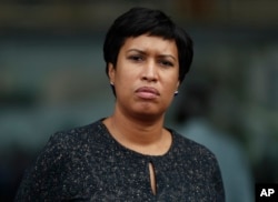 District of Columbia Mayor Muriel Bowser pauses during a news conference at One Judiciary Square in Washington, Thursday, Oct. 5, 2017. (AP Photo/Carolyn Kaster)
