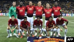 Les joueurs de Manchester United posent pour une photo d’équipe avant le match contre Young Boys, Suisse, le 19 septembre 2018.