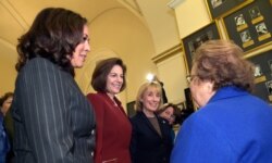 Sen.-elect Kamala Harris, D-Calif., Sen.-elect Catherine Cortez Masto, D-Nev., Sen.-elect Maggie Hassan, D-N.H., and Sen. Amy Klobuchar, D-Minn. on Capitol Hill Nov. 15, 2016.