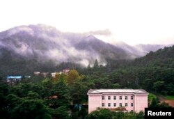 FILE - Part of Kumgang mountain is seen in this picture taken from Mount Kumgang hotel, Mt. Kumgang, North Korea.