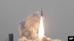 A NASA Orion spacecraft lifts off from pad 46 at the Cape Canaveral Air Force Station Tuesday, July 2, 2019, in Cape Canaveral, Fla.