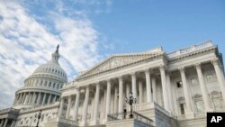 نمای بیرونی از گنبد و ساختمان کنگره ایالات متحده در شهر واشنگتن (آرشیو)