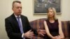 Pastor Andrew Brunson, left, gestures as his wife, Norine, listens during an interview at the headquarters of Christian Broadcasting Network in Virginia Beach, Va., Oct. 19, 2018. Brunson was recently released from prison in Turkey. 