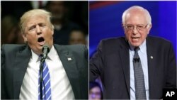 From left, presumptive Republican presidential nominee Donald Trump and Democratic presidential candidate Bernie Sanders.