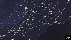 남북한의 전력 차이를 보여주는 위성사진.