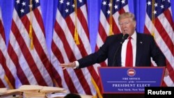 Presiden terpilih Donald Trump dalam konferensi pers di Manhattan, New York, 11 Januari 2017. (REUTERS/Lucas Jackson). 