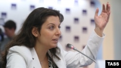RT's Chief Editor Margarita Simonyan at a round table discussion in Moscow, March 31, 2015.