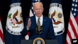 President Joe Biden delivers remarks to State Department staff, Feb. 4, 2021, in Washington. 