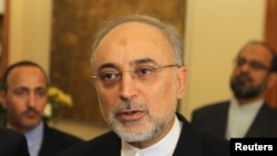 Iranian Foreign Minister Ali Akbar Salehi pictured in Nicosia, Cyprus on June 26, 2012.