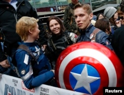 Fans wait for the German premiere of "The First Avenger: Civil War" (original title: "Captain America: Civil War") in Berlin, April 21, 2016.