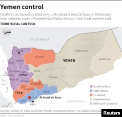 Houthi forces on Wednesday seized Yemen's al-Anad air base from defenders loyal to President Abd-Rabbu Mansour Hadi.