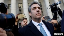 FILE - US. President Donald Trump's former lawyer Michael Cohen exits Federal Court after entering a guilty plea in Manhattan, New York City, U.S., Nov. 29, 2018. 