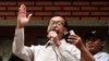 President of National Rescue Party Sam Rainsy gives a speech in Phnom Penh, July 31, 2013. 
