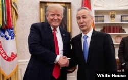FILE - President Donald Trump meets with Chinese Vice Premier Liu He at the White House, May 17, 2018.