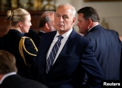 White House Chief of Staff John Kelly stands in the East Room of the White House in Washington, July 31, 2017.