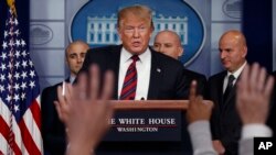President Donald Trump speaks to reporters about border security in the briefing room of the White House, Jan. 3, 2019.