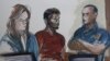 Courtroom sketch shows Quazi Mohammad Rezwanul Ahsan Nafis, (center)