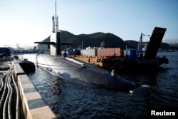 U.S. Ballistic Missile Submarine USS Kentucky anchored at Busan Naval Base