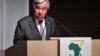 Le Secrétaire général des Nations Unies, Antonio Guterres, prononce son discours lors de l'ouverture et de la première session de la Conférence internationale de Tokyo sur le développement de l'Afrique (TICAD) à Yokohama le 28 août 2019.