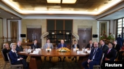 Global leaders attend a meeting, after an alleged Russian missile blast in Poland, in Bali